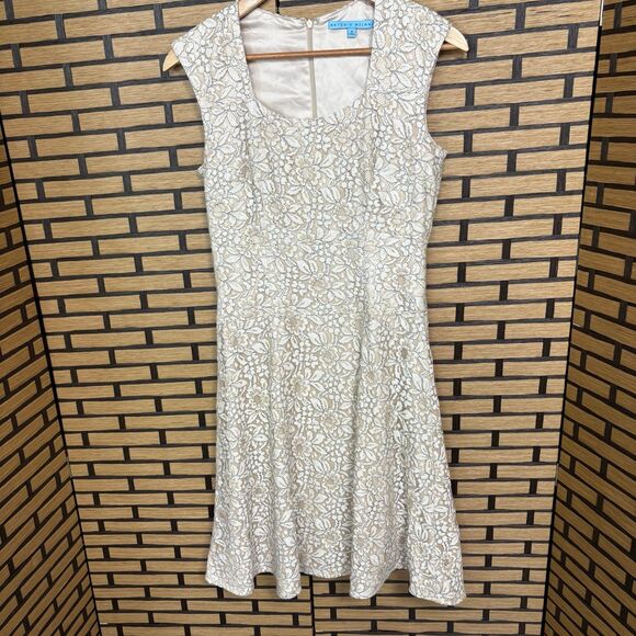 ANTONIO MELANI Dresses & Skirts - Antonio Melani Tan‎ Lace Dress Size 4